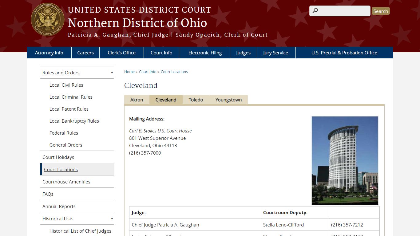 Cleveland | Northern District of Ohio | United States District Court